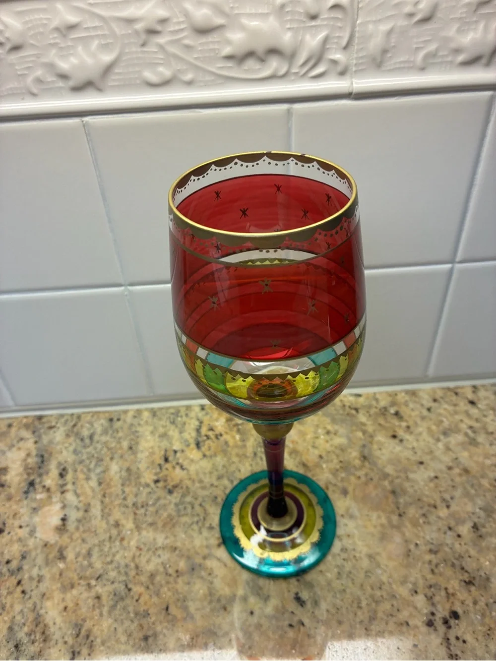 Pier 1 “Festive Stripe” Wine Glass